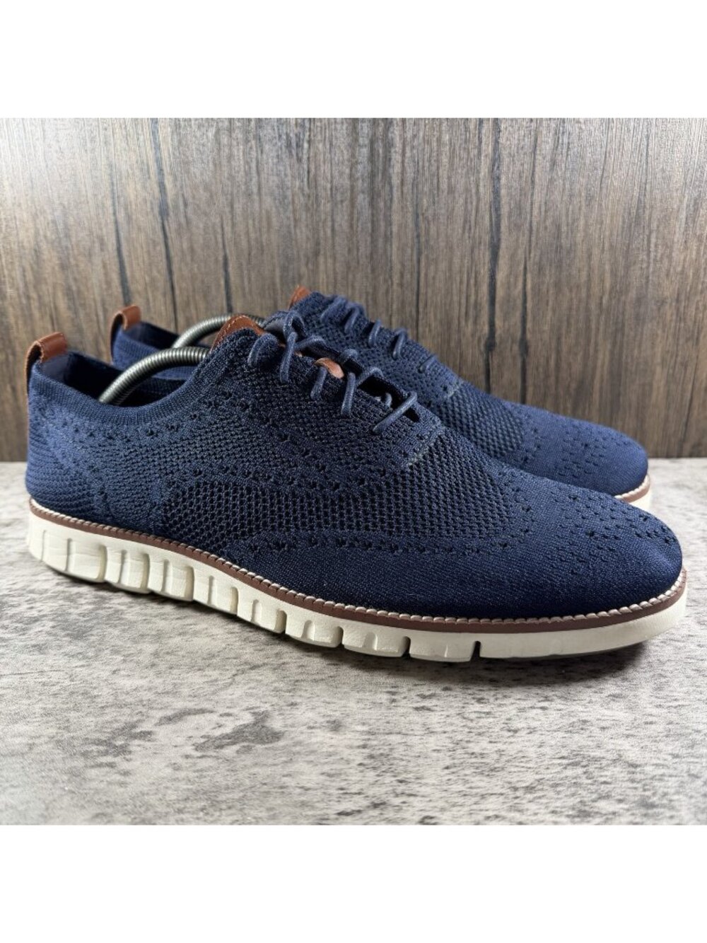 Cole Haan Zerogrand Navy Blue Wingtip Oxford Shoes C24947 Men's Size 11.5